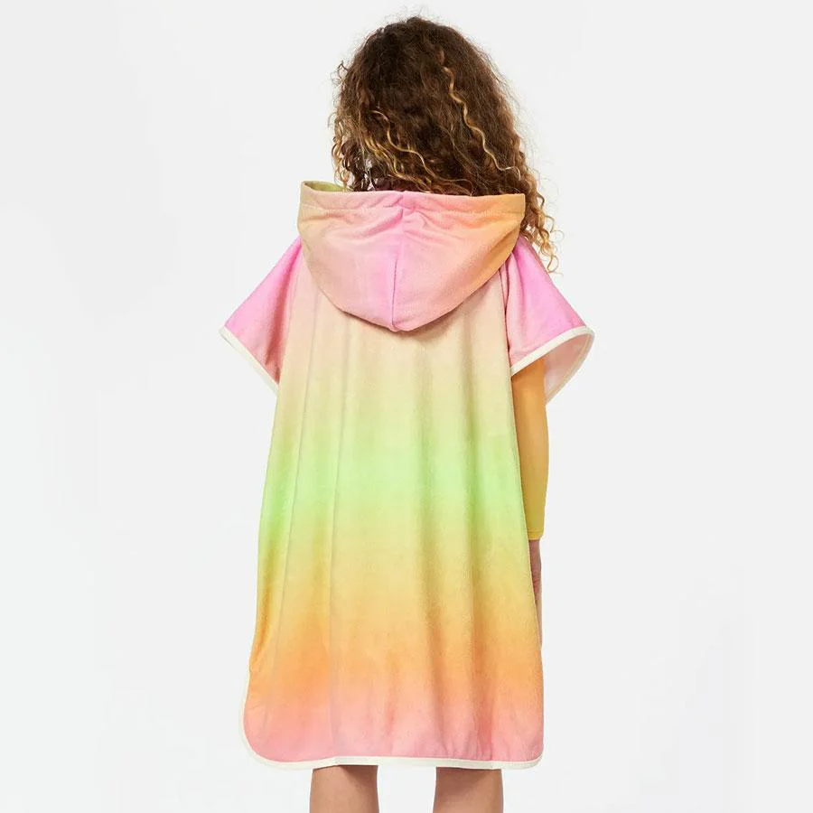 MIXED HOODED TOWEL-GIRL BRIGHT ORANGE - Image 2